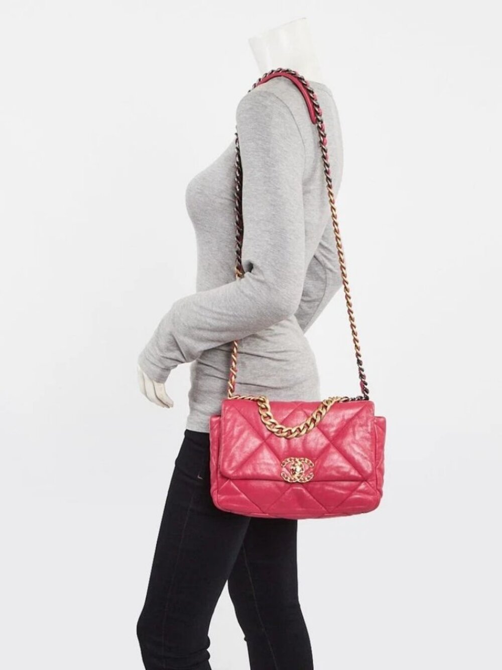Chanel Pink Quilted Lambskin Leather Chanel 19 Small Flap Bag